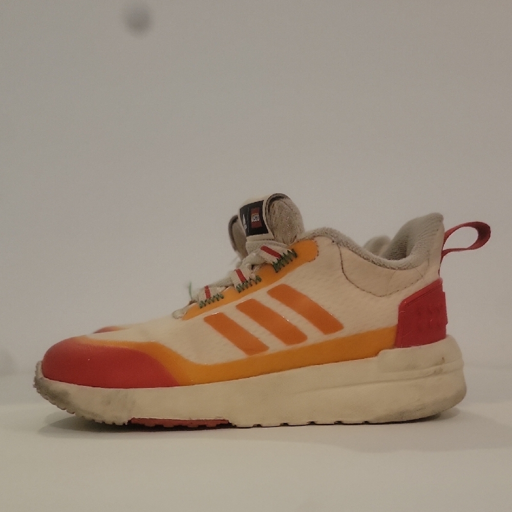 Adidas Cream and Orange Athletic Shoes Lego Brand Size 8k Special Collab Boys